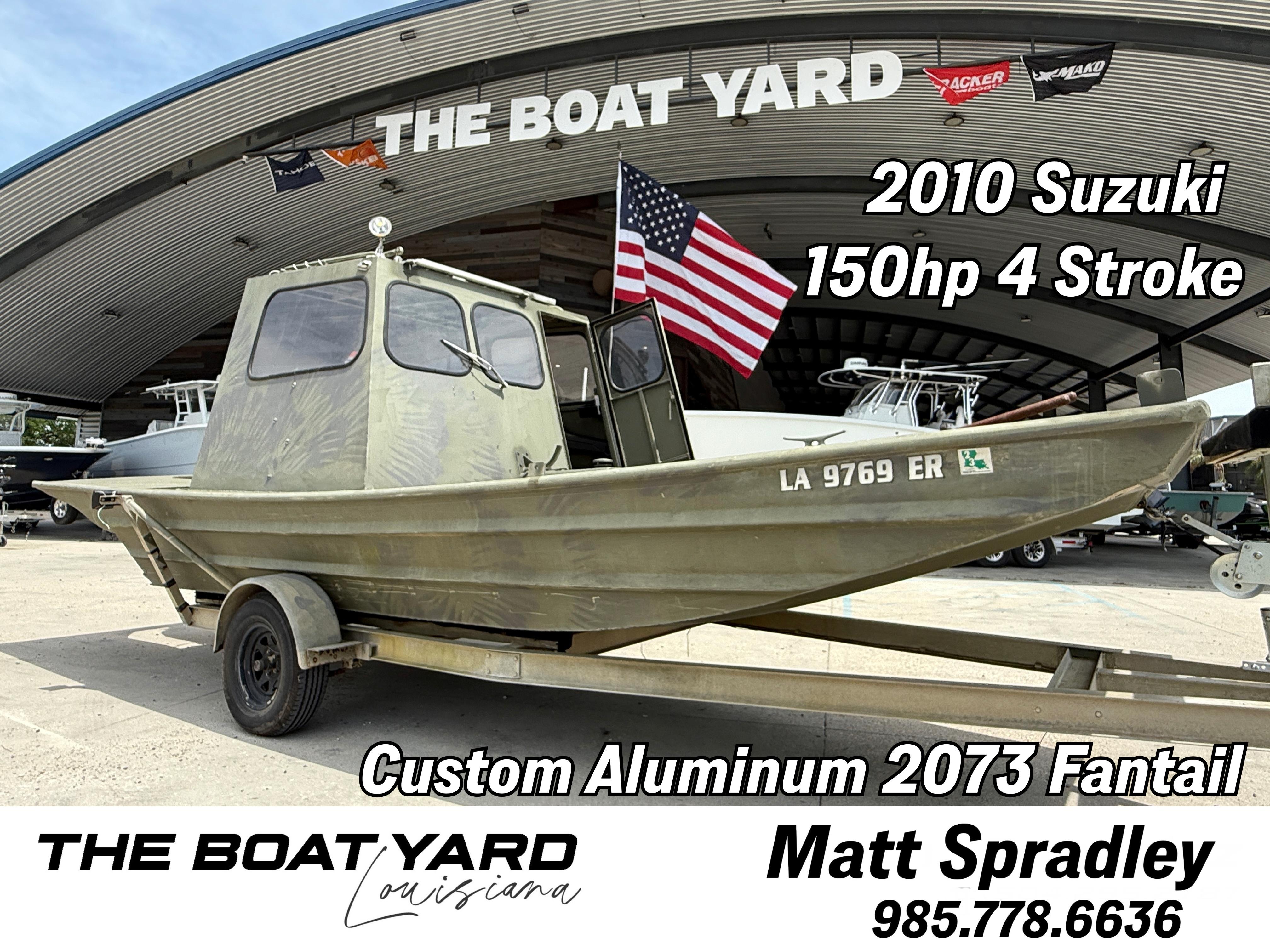 Custom Aluminum 2073 Cabin Custom Aluminum 2073 Cabin boat with 2010 Suzuki 150hp engine at The Boat Yard, Louisiana.