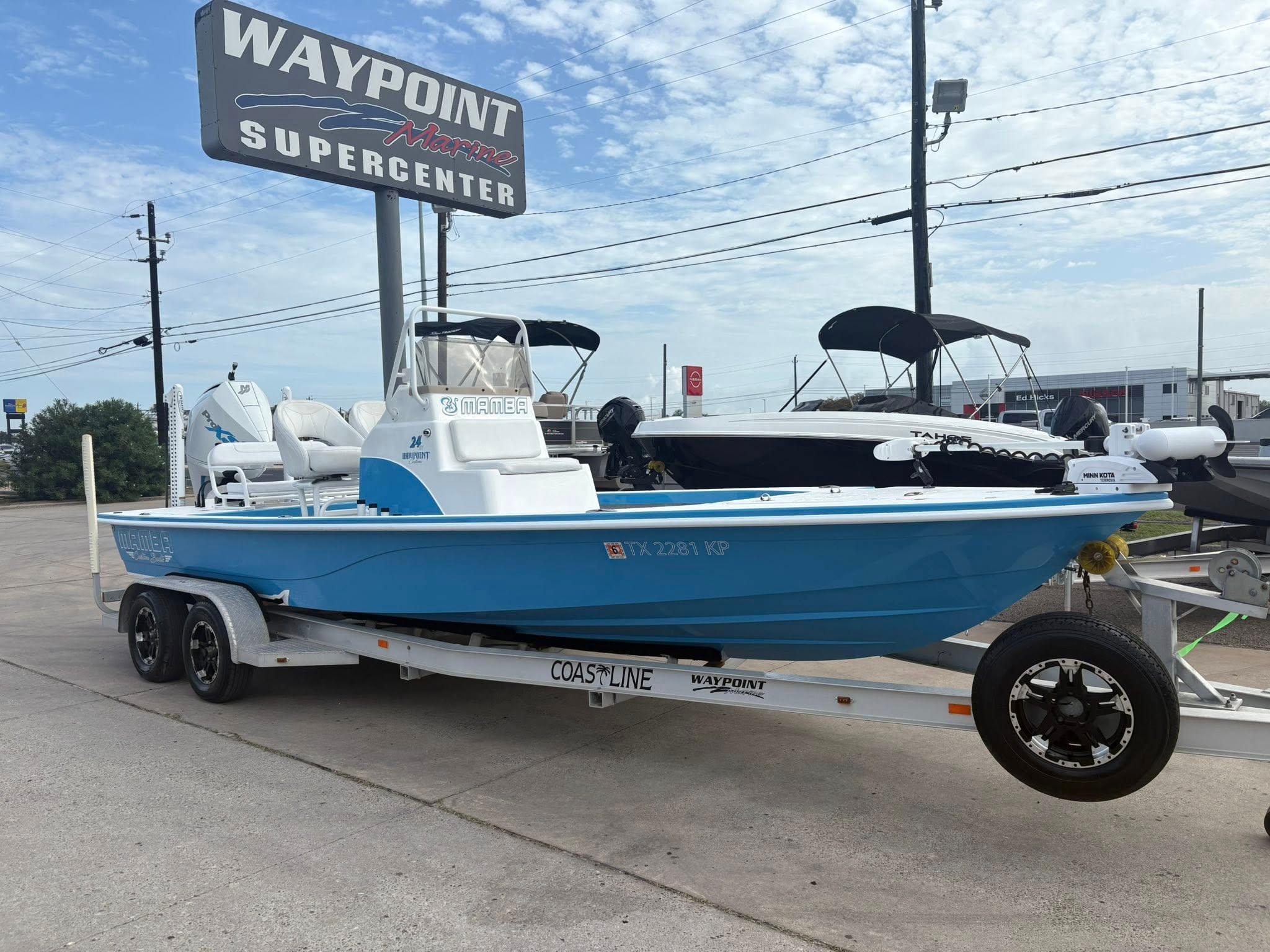 Mamba 24VX Blue 2022 Mamba 24VX boat on trailer at Waypoint Marine Supercenter.