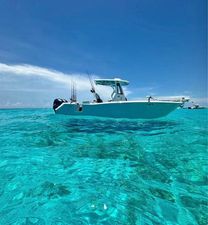 Tidewater 272 CC Adventure 2022 Tidewater 272 CC Adventure boat on clear turquoise water under blue sky.