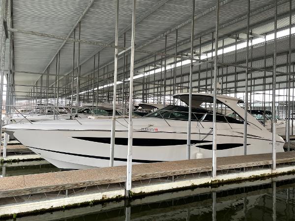 Cobalt 46 Yacht 2008 Cobalt 46 yacht docked in a covered marina.