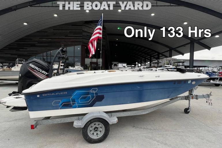 Bayliner Element F18 2017 Bayliner Element F18 boat on trailer, 133 hours, at The Boat Yard.
