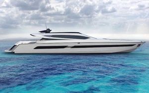 Otam CUSTOM RANGE 115 Luxurious 2027 Otam CUSTOM RANGE 115 yacht on vibrant blue ocean waters.
