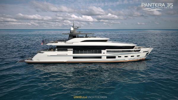 Introductory Pantera 35 Luxury yacht Pantera 35 by Introductory, 2026 model, cruising on open sea.