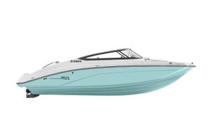 Yamaha Boats SX195 Manufacturer Provided Image: 2026 Yamaha Boats SX195, sleek design, light blue hull, side view.
