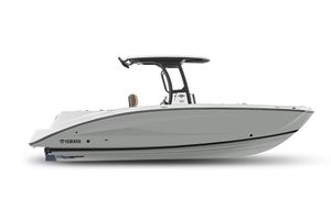 Yamaha Boats 255 FSH Sport E Manufacturer Provided Image: 2026 Yamaha Boats 255 FSH Sport E, sleek white design, side view.