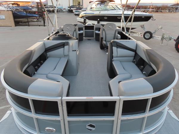 South Bay 224 RS 2.75 2024 South Bay 224 RS 2.75 pontoon boat with spacious seating and modern design.