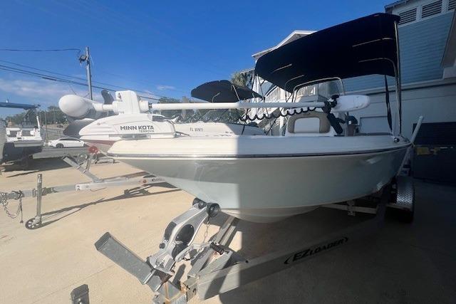 Key West 189 FS 2020 Key West 189 FS boat on trailer with Minn Kota trolling motor.