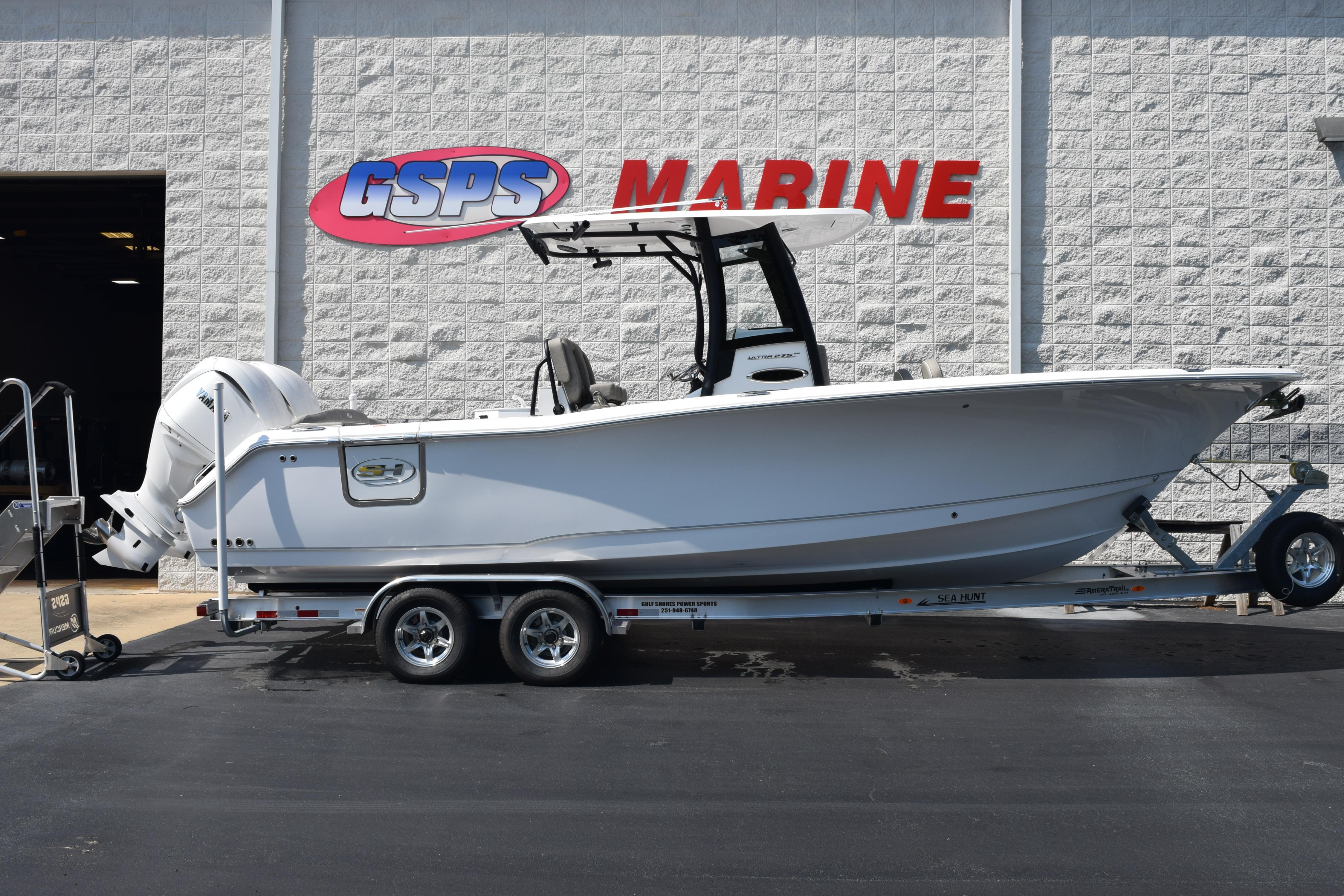 Sea Hunt Ultra 275 SE 2026 Sea Hunt Ultra 275 SE boat on trailer at GSPS Marine dealership.