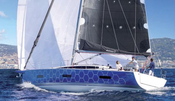 Dehler 46 2025 Dehler 46 sailboat cruising on the ocean with crew onboard.