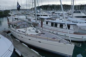 Hanse 531 2005 Hanse 531 yacht docked in a marina, surrounded by other boats.