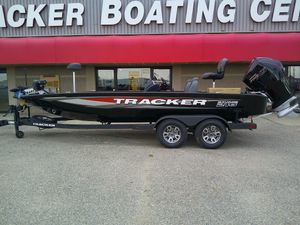 Tracker Savage 215 2025 Tracker Savage 215 boat on trailer at Tracker Boating Center.