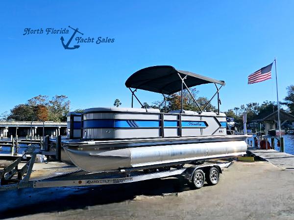 Bentley Pontoons Bolt 223 2025 Bentley Pontoons Bolt 223 on trailer at North Florida Yacht Sales.