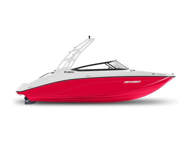 Yamaha Boats AR190 2024 Yamaha Boats AR190 in red and white, side view.