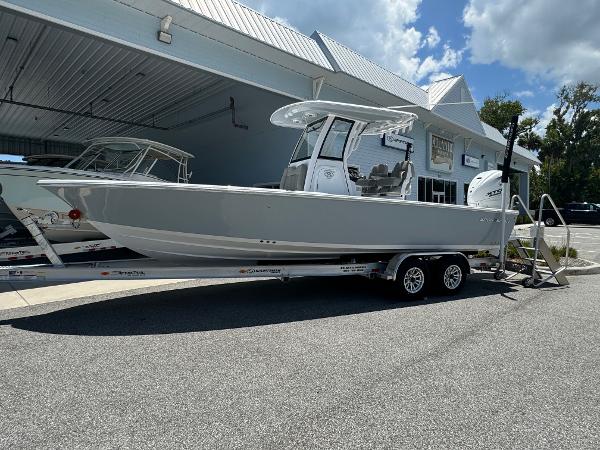 Sportsman Masters 267 Bay Boat 2025 Sportsman Masters 267 Bay Boat on trailer outside dealership.