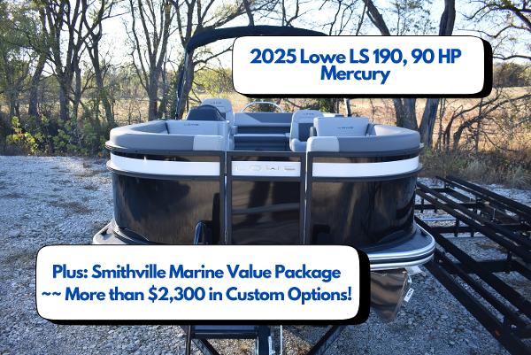 Lowe LS 190 2025 Lowe LS 190 boat with 90 HP Mercury engine, Smithville Marine package, custom options.