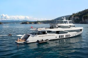 Numarine 45XP Luxurious 2026 Numarine 45XP yacht cruising in scenic coastal waters.