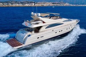 Astondoa 82' GLX Luxurious 2003 Astondoa 82' GLX yacht cruising on blue ocean waters.