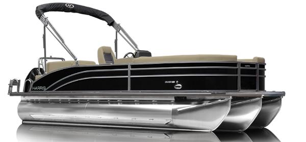 Harris Cruiser 190 2024 Harris Cruiser 190 pontoon boat, black exterior, side view.