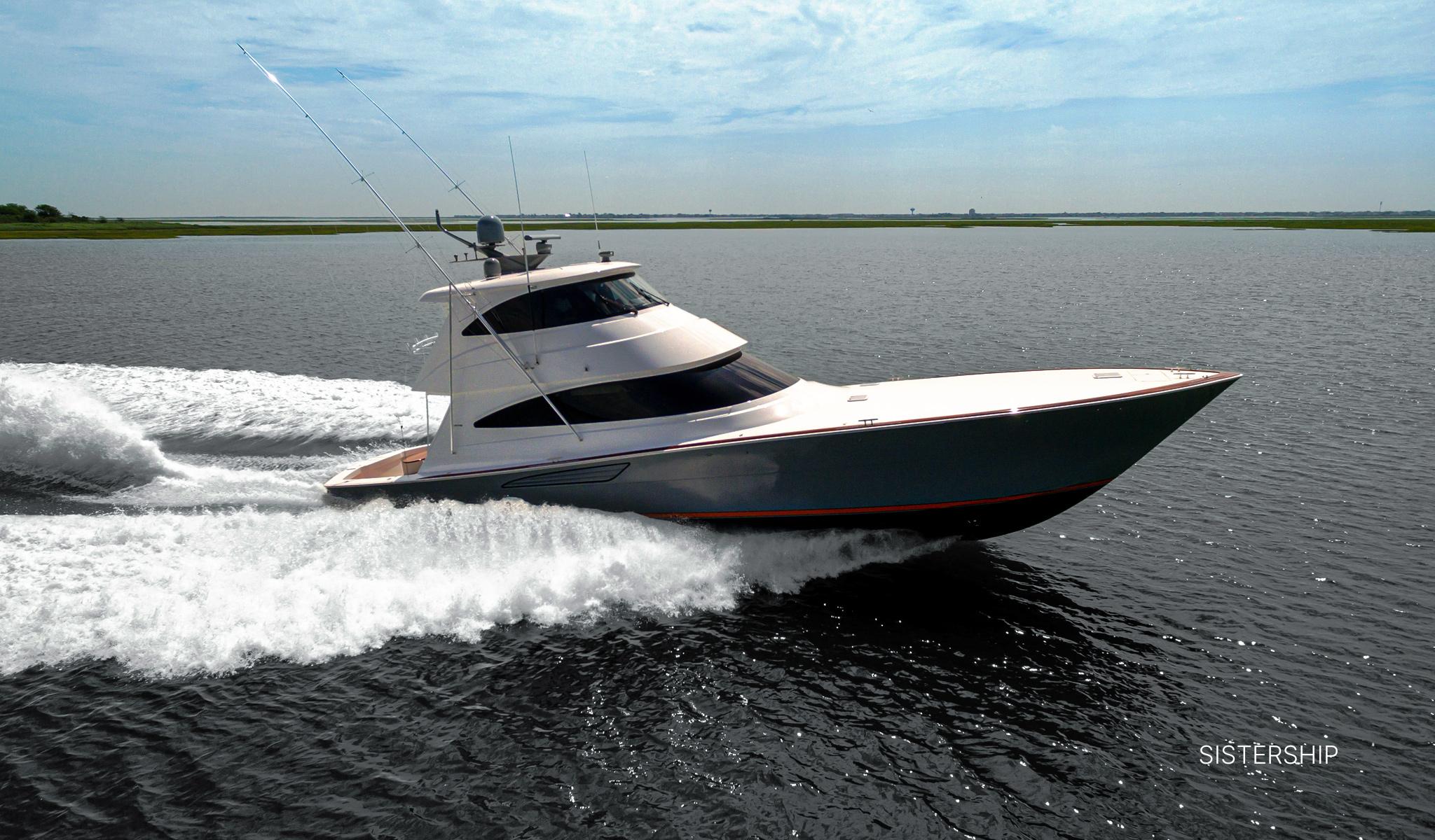Viking 68 Enclosed Bridge 2026 Viking 68 Enclosed Bridge yacht cruising on open water.