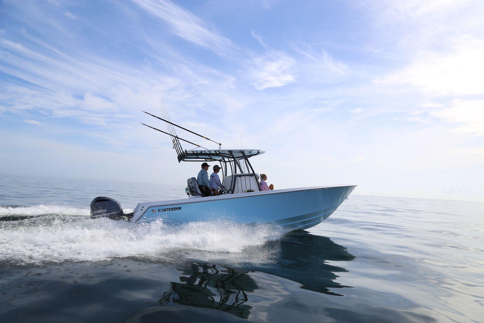 Contender 30 Tournament 2025 Contender 30 Tournament boat cruising on calm ocean waters.