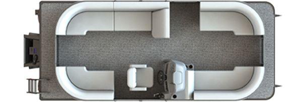 Starcraft LX20R Top view of 2025 Starcraft LX20R boat interior layout with seating and helm.
