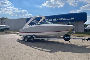Regal LS4 2025 Regal LS4 boat on trailer outside Hern Marine dealership.