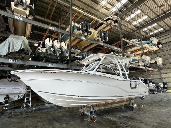 Sea Fox 268 Traveler 2023 Sea Fox 268 Traveler boat in indoor storage facility.