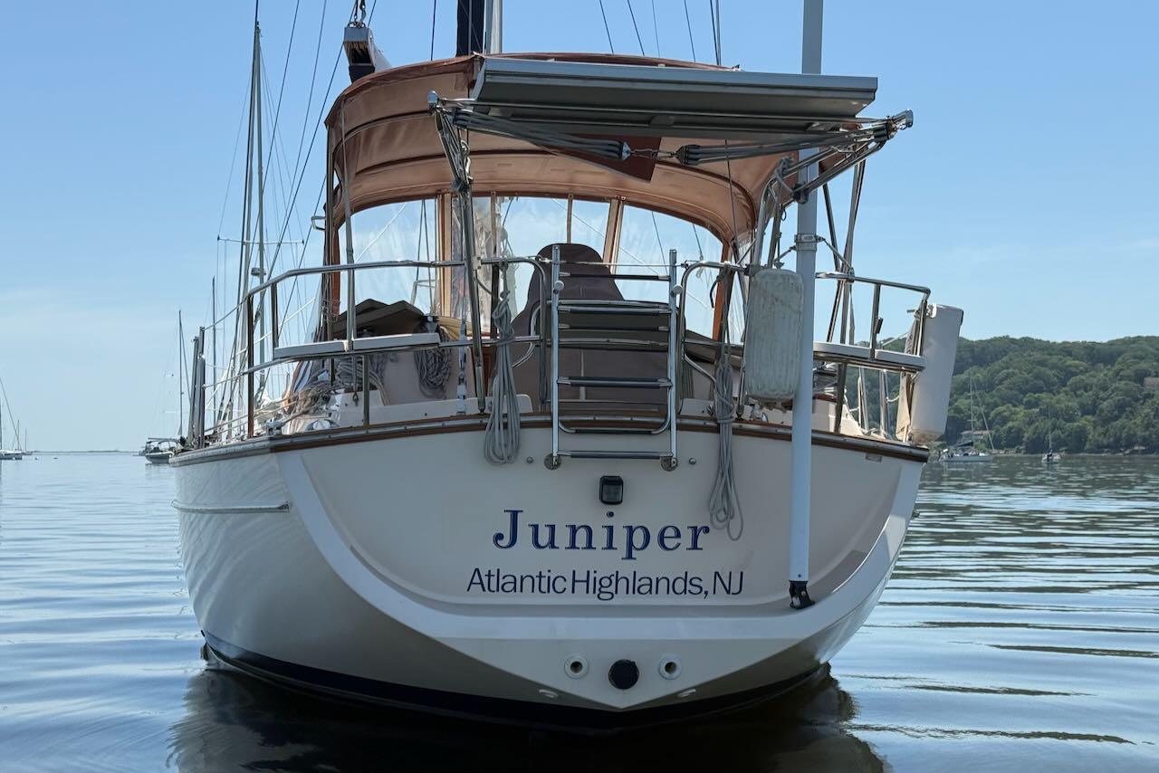 Island Packet 420 Island Packet 420 sailboat named Juniper, docked in calm waters, Atlantic Highlands, NJ.