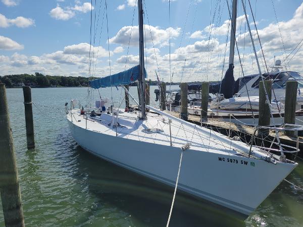 Nelson Marek IOR 50 Racing Sailboat Nelson Marek IOR 50 Racing Sailboat, 1990, docked in a sunny marina.