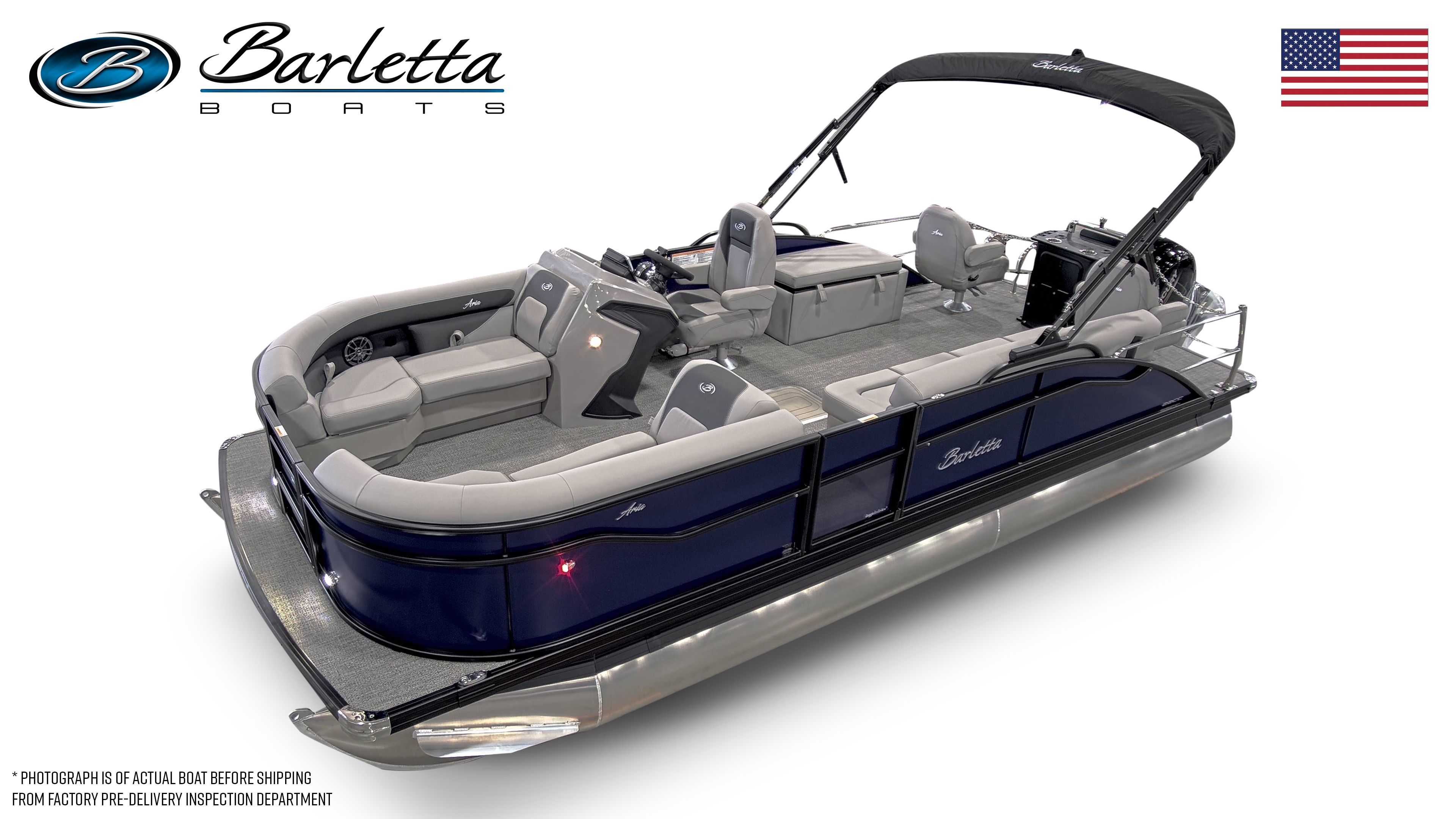 Barletta Aria 22 CC 2026 Barletta Aria 22 CC pontoon boat with sleek design and spacious seating.