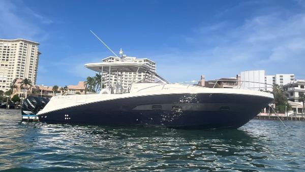 Azimut Atlantis Verve Outboard Azimut Atlantis Verve Outboard 2014 yacht on water, cityscape background.