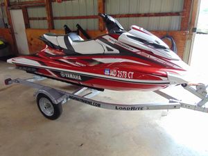 Yamaha WaveRunner GP1800 2018 Yamaha WaveRunner GP1800 on LoadRite trailer in a garage setting.