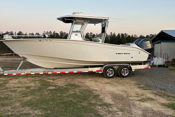 Cape Horn 27 XS 2020 Cape Horn 27 XS boat on trailer, parked outdoors.
