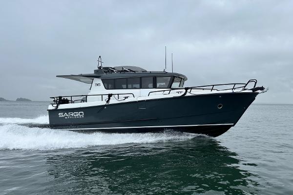Sargo 36 Explorer 2024 Sargo 36 Explorer cruising on open water under a cloudy sky.