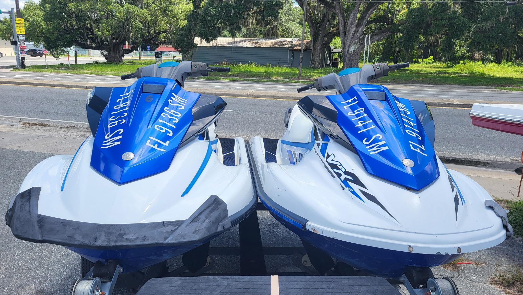 Yamaha WaveRunner VX Two 2020 Yamaha WaveRunner VX jet skis parked on a trailer.