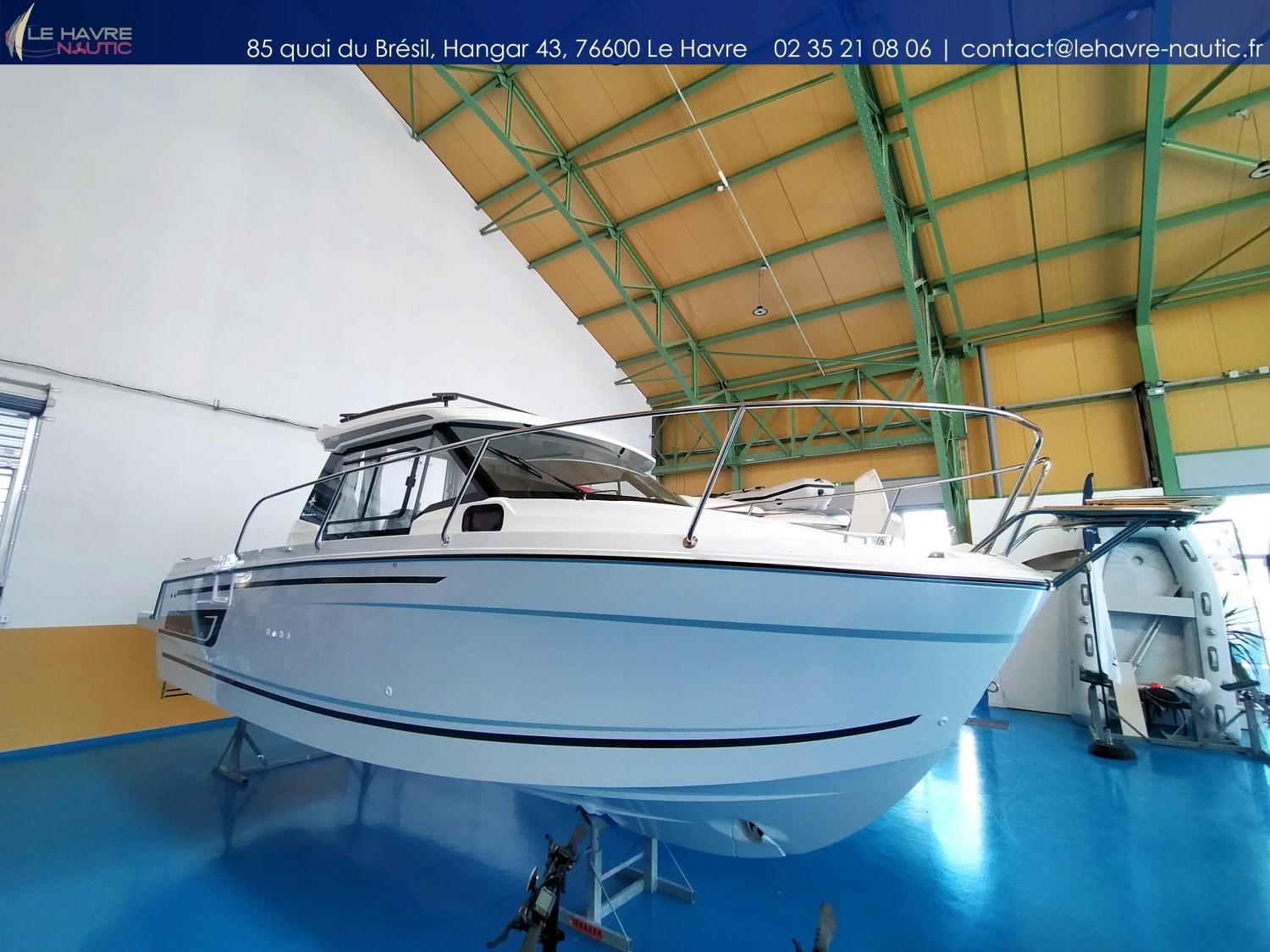 Jeanneau MERRY FISHER 795 SERIE 2 2023 Jeanneau MERRY FISHER 795 SERIE 2 boat displayed indoors at Le Havre Nautic.