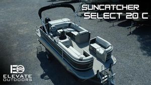 SunCatcher Select 20C 2025 G3 SunCatcher Select 20 Cruise pontoon boat on display at Elevate Outdoors.
