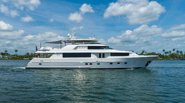 Westport Motoryacht 2014 Westport Motoryacht cruising on a sunny day with blue skies.