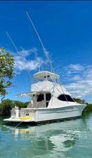 Riviera Convertible 37 2002 Riviera Convertible 37 yacht on calm water under clear blue sky.