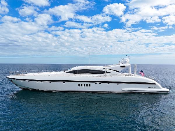 Mangusta 108 Luxury 2002 Mangusta 108 yacht cruising under a blue sky.