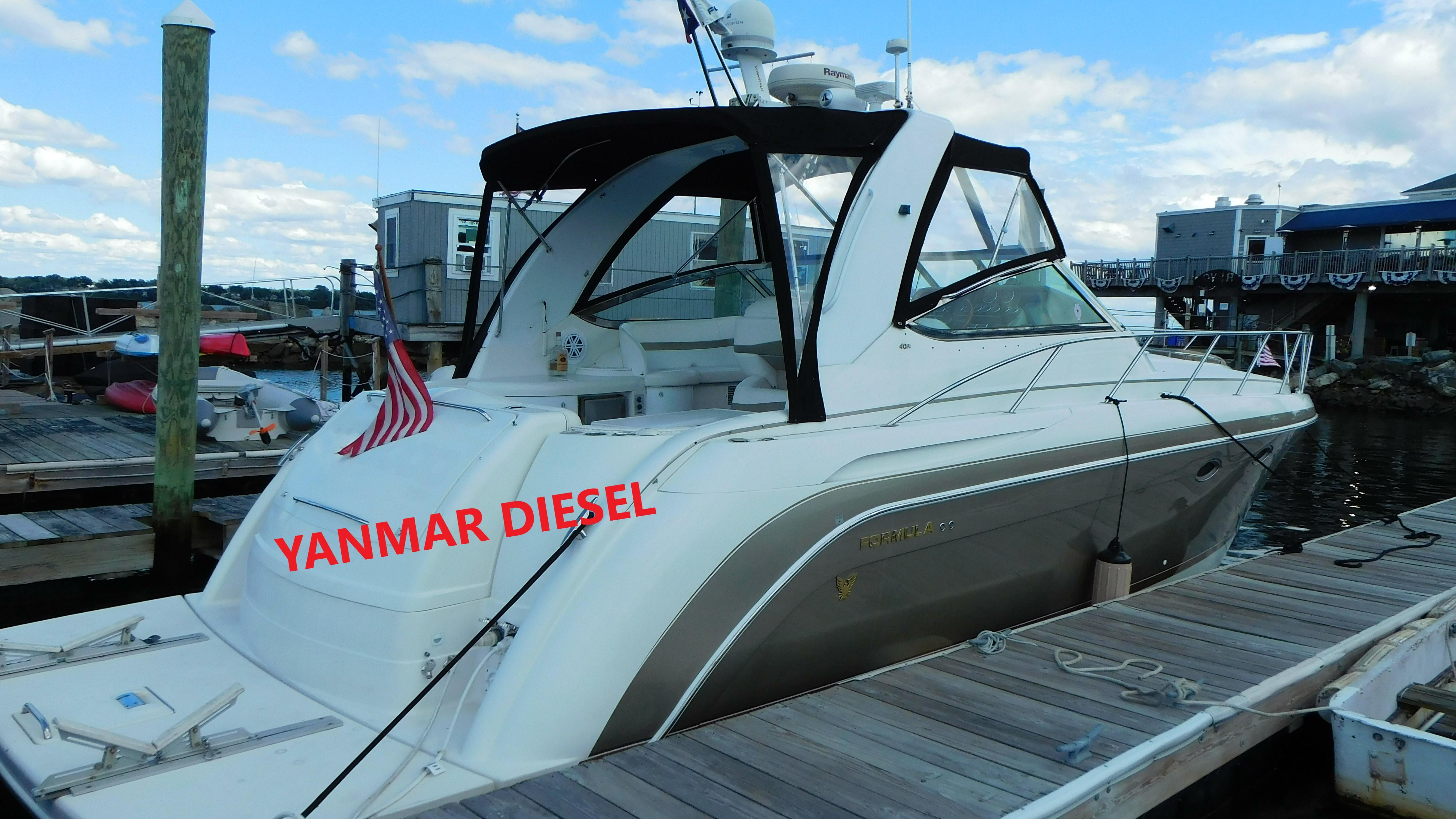 Formula 40 PC 2003 Formula 40 PC yacht docked, featuring Yanmar Diesel engine.