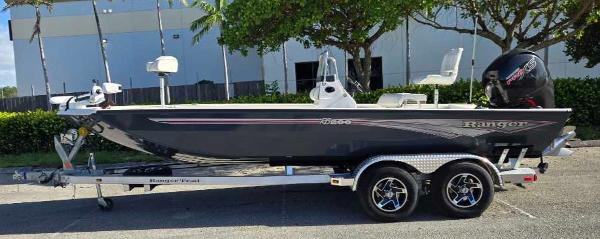 Ranger RB200 2024 Ranger RB200 boat on trailer, parked outdoors.