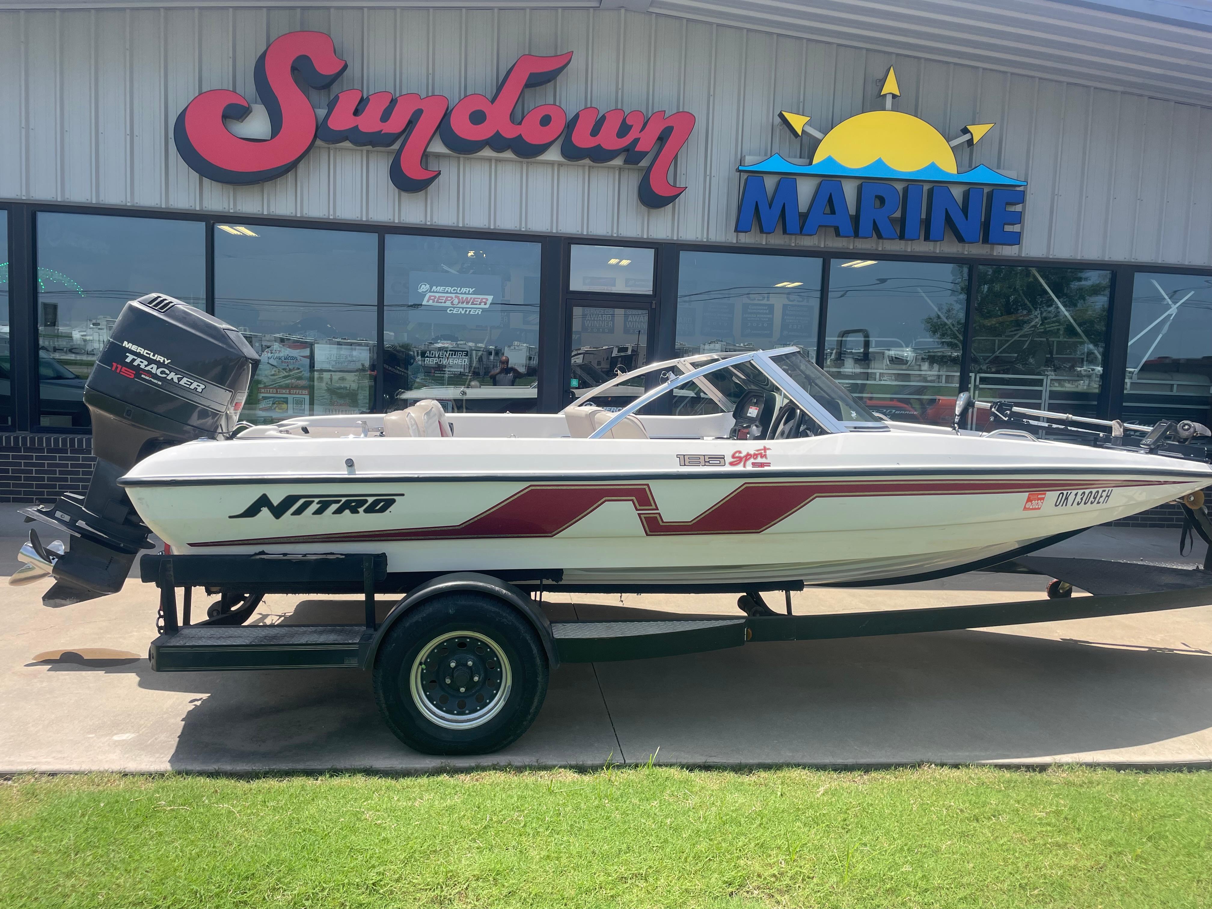 Nitro 185SF 1995 Nitro 185SF boat on trailer outside Sundown Marine dealership.