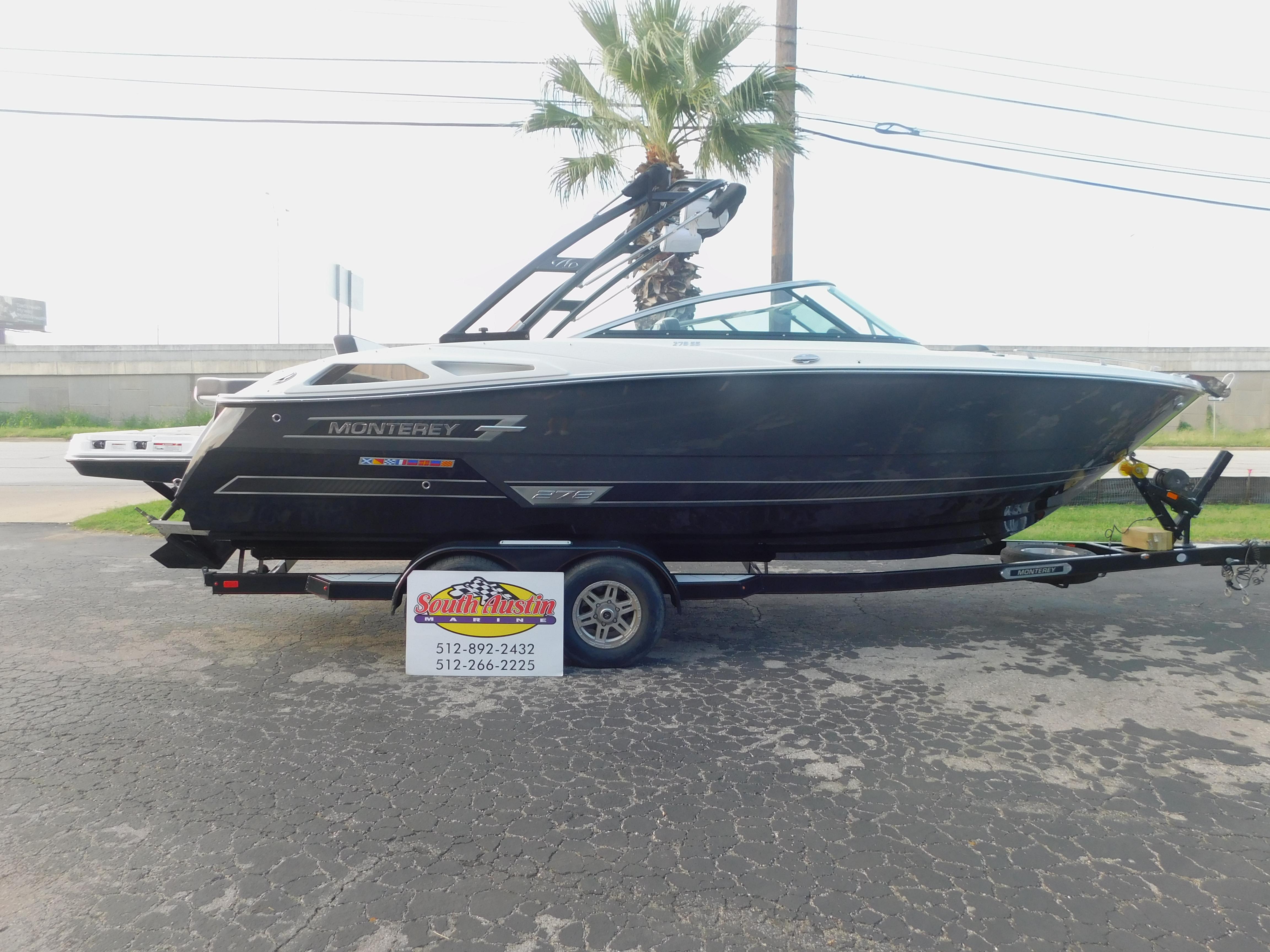 Monterey 278SS 2023 Monterey 278SS boat on trailer at South Austin Marine dealership.