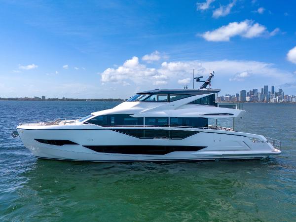 Sunseeker Ocean 182 2024 Sunseeker Ocean 182 yacht on water, city skyline in background.