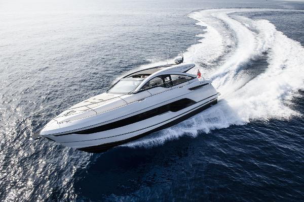 Fairline Targa 45 Open 2023 Fairline Targa 45 Open yacht cruising on open water.