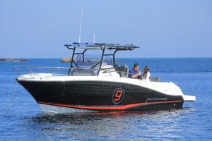 Jeanneau Cap Camarat 9.0 CC 2025 Jeanneau Cap Camarat 9.0 CC boat cruising on calm blue waters.