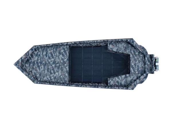 Havoc 1656 VJST Top view of 2025 Havoc 1656 VJST boat with camouflage design.