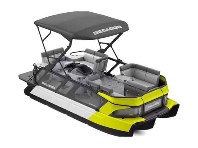 Sea-Doo Switch® Cruise 18 - 170 hp 2024 Sea-Doo Switch® Cruise 18 - 170 hp pontoon boat with canopy and seating.