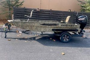 Tracker Grizzly 1650 T Prairie Wings Edition 2026 Tracker Grizzly 1650 T Prairie Wings Edition boat on trailer, outdoors.